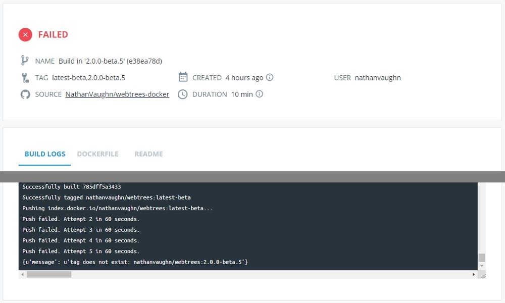 Docker Hub build failure