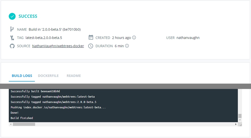 Docker Hub build success