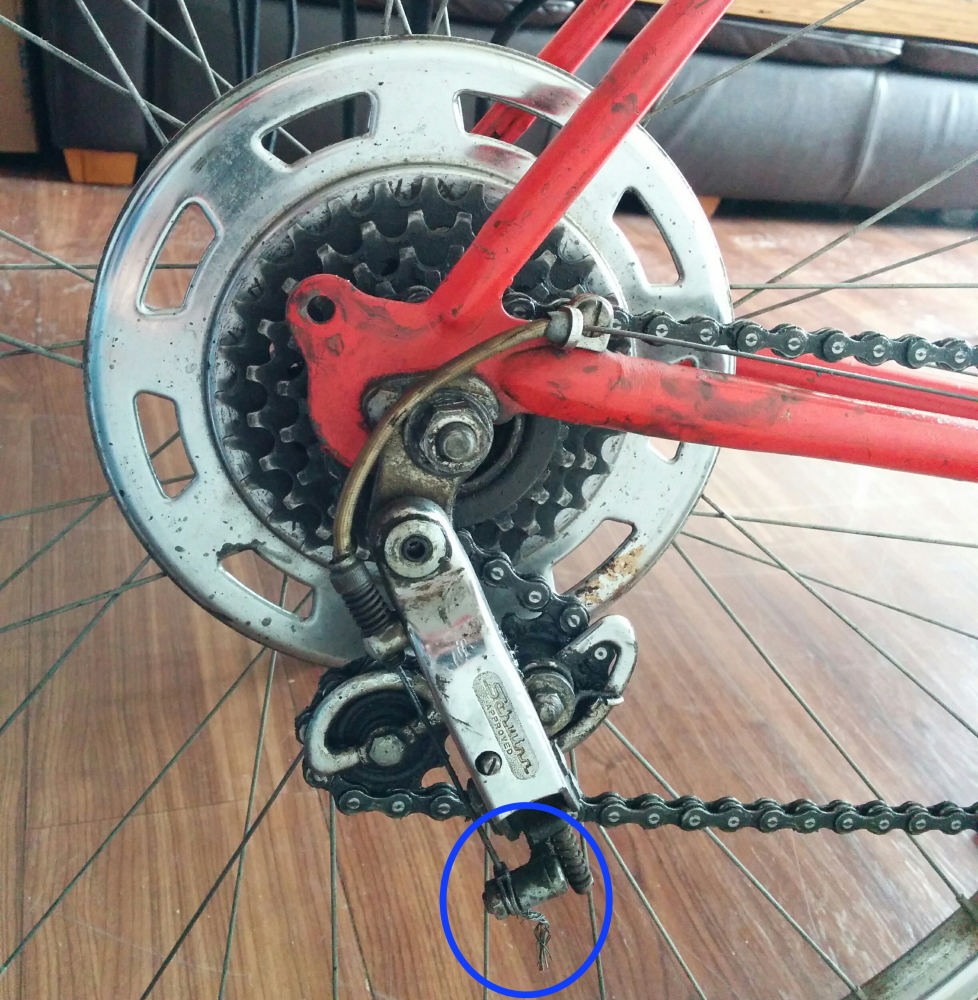 Rear shifter cable frayed
