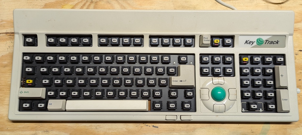 Keyboard with most of the keycaps removed