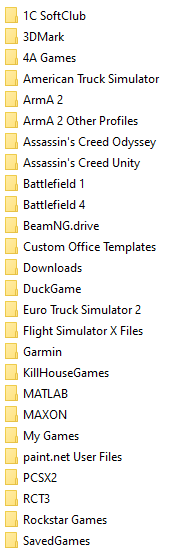 Game save folders generated in my Documents