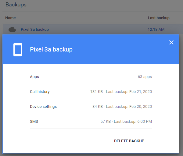 Google Pixel Backup