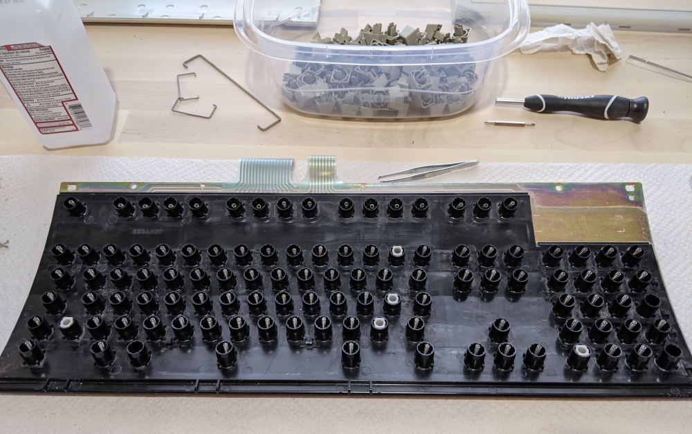 Bottom keycaps removed