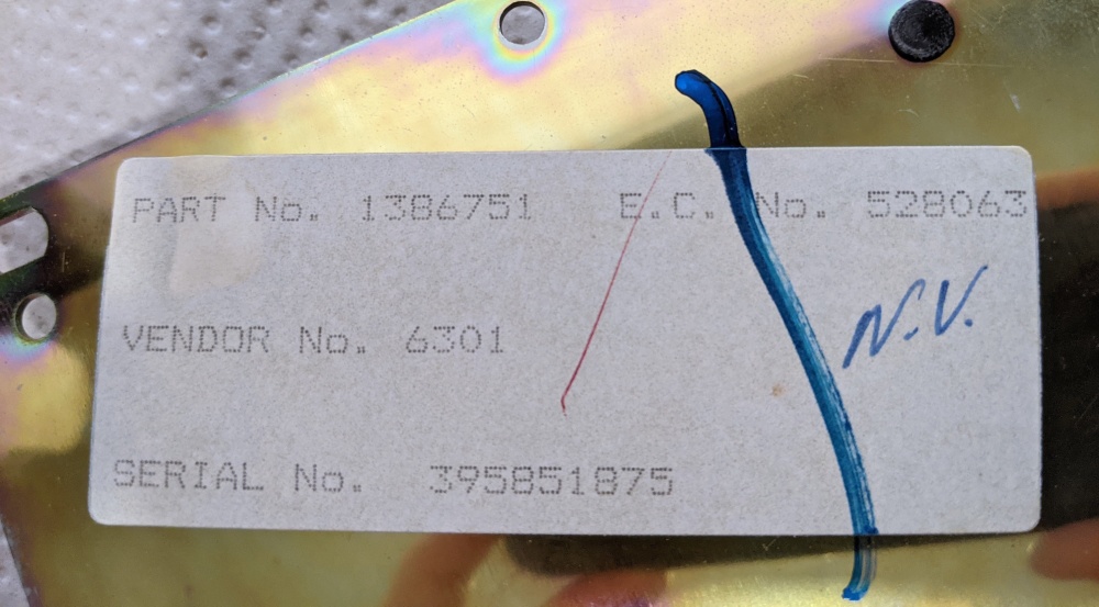 Serial number sticker