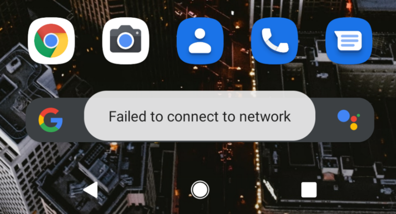 Failed to connect to network message on Android