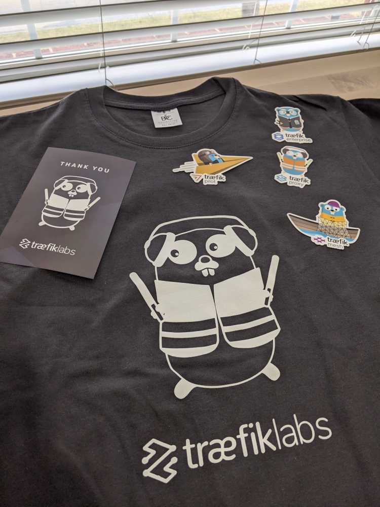 Traefik t-shirt and stickers