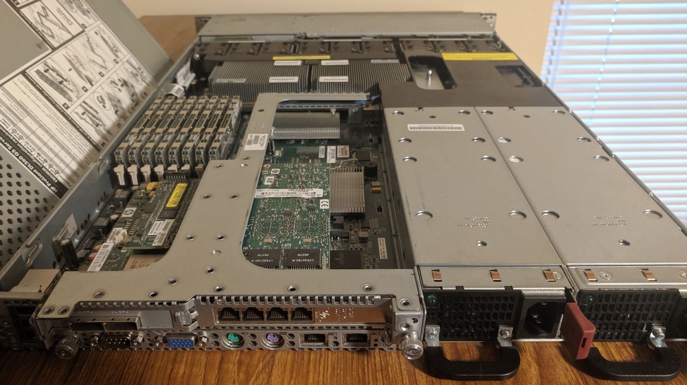 HP DL360 G5 with dual Xeon E5410s and 64GB of RAM