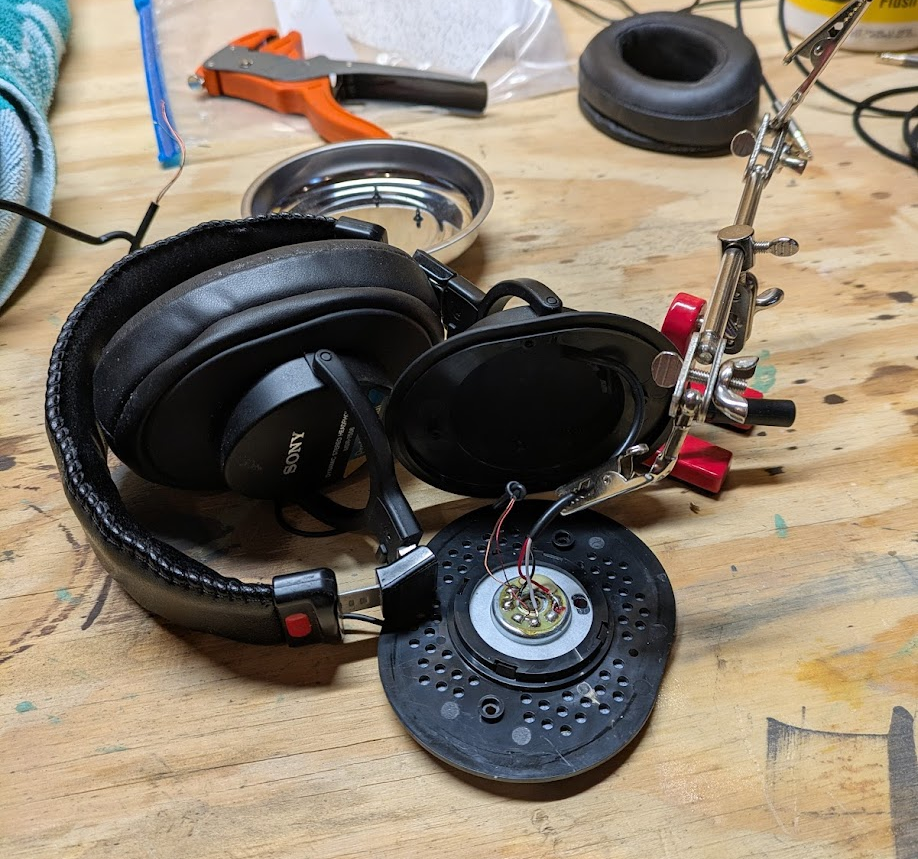 Picture of the new wires being soldered on