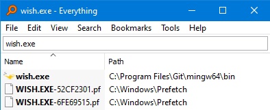 wish.exe showing up in Everything