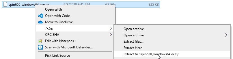 Extract the archive with 7zip