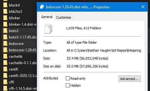 boto3 and botocore are 50MB on disk