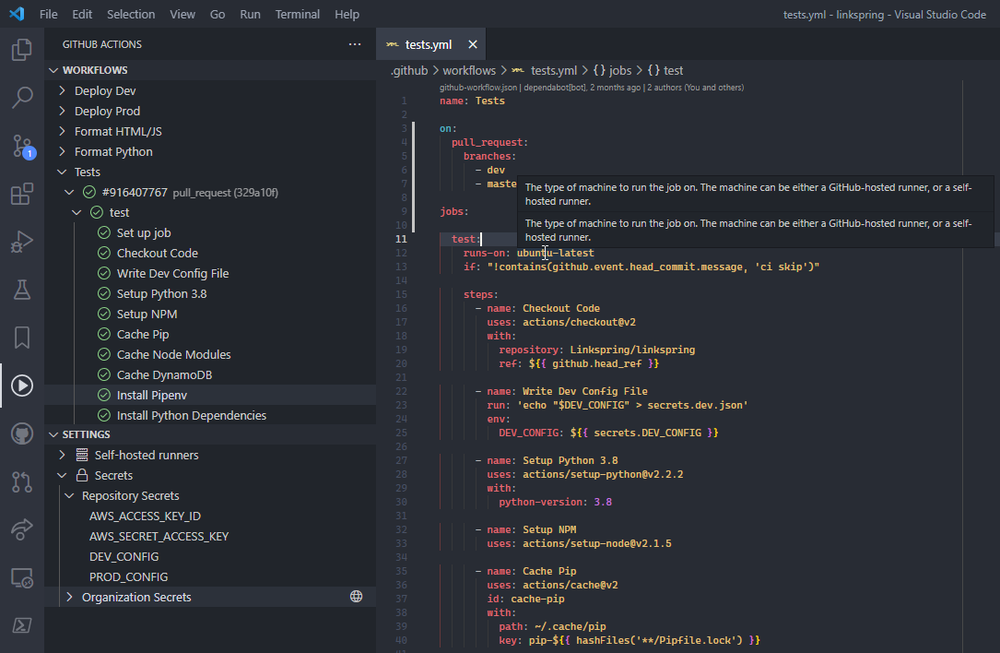 Github Actions VS Code Extension