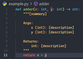 Python Docstring Generator VS Code Extension post-click