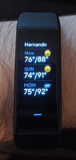 The weather forecast on the Band